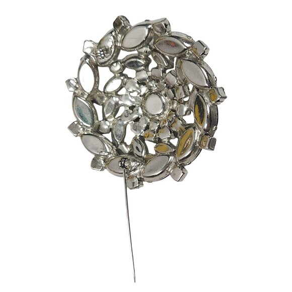 Art Deco Amethyst Rhinestone Brooch Pin & Clip On Earrings Round Domed Design - Picture 9 of 9